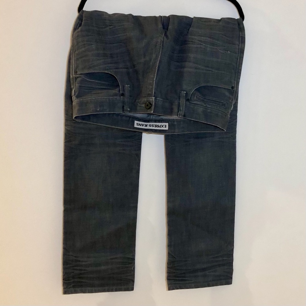 express dark gray slim fit straight leg je…